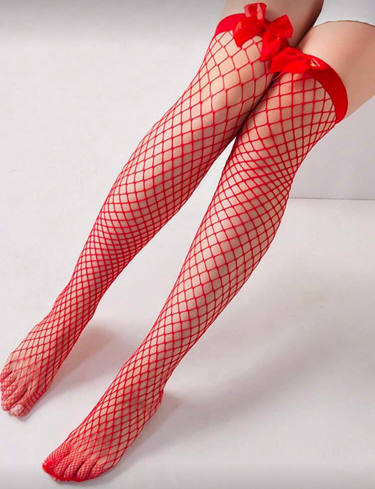 Scarlet Bow Net Stockings